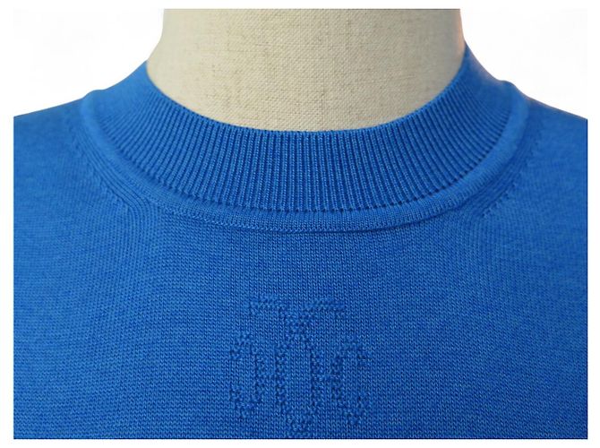 Hermès NEUES HERMES T-SHIRT MIT KURZEN ÄRMELN GRÖSSE 36 S AUS SEIDE & BAUMWOLLE IN ACAPULCO BLAU Marineblau - Ansicht 2