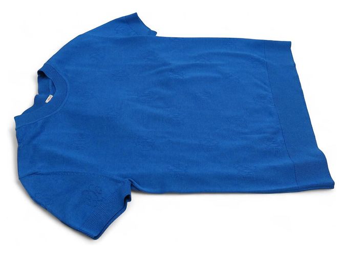 Hermès NEUES HERMES T-SHIRT MIT KURZEN ÄRMELN GRÖSSE 36 S AUS SEIDE & BAUMWOLLE IN ACAPULCO BLAU Marineblau - Ansicht 4