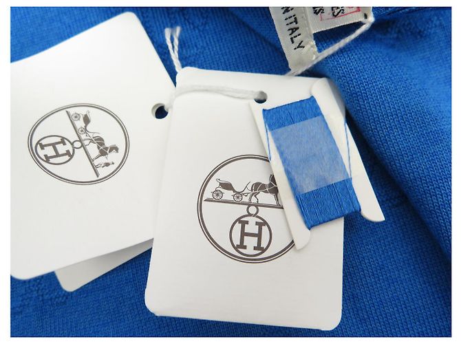 Hermès NEUES HERMES T-SHIRT MIT KURZEN ÄRMELN GRÖSSE 36 S AUS SEIDE & BAUMWOLLE IN ACAPULCO BLAU Marineblau - Ansicht 7