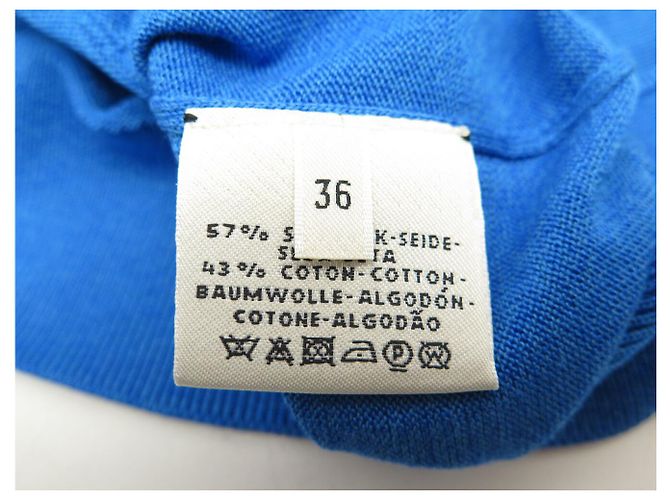 Hermès NEUES HERMES T-SHIRT MIT KURZEN ÄRMELN GRÖSSE 36 S AUS SEIDE & BAUMWOLLE IN ACAPULCO BLAU Marineblau - Ansicht 8