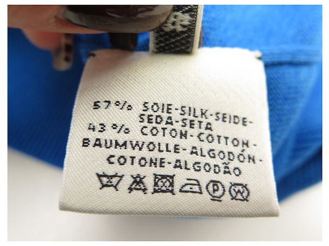 Hermès NEUES HERMES T-SHIRT MIT KURZEN ÄRMELN GRÖSSE 36 S AUS SEIDE & BAUMWOLLE IN ACAPULCO BLAU Marineblau - Ansicht 9