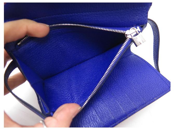Hermès HERMES KELLY MEDIUM FOLDABLE WALLET MYSORE GOAT LEATHER BLUE - view 10