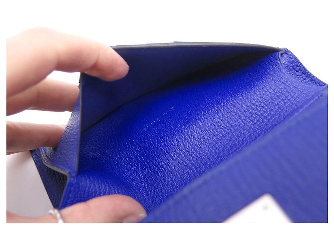 Hermès HERMES KELLY MEDIUM FOLDABLE WALLET MYSORE GOAT LEATHER BLUE - view 12