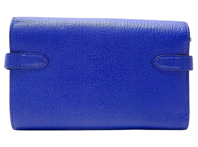 Hermès HERMES KELLY MEDIUM FOLDABLE WALLET MYSORE GOAT LEATHER BLUE - view 2