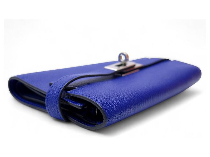 Hermès HERMES KELLY MEDIUM FOLDABLE WALLET MYSORE GOAT LEATHER BLUE - view 4