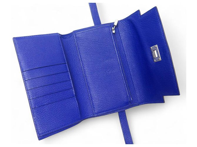 Hermès HERMES KELLY MEDIUM FOLDABLE WALLET MYSORE GOAT LEATHER BLUE - view 7
