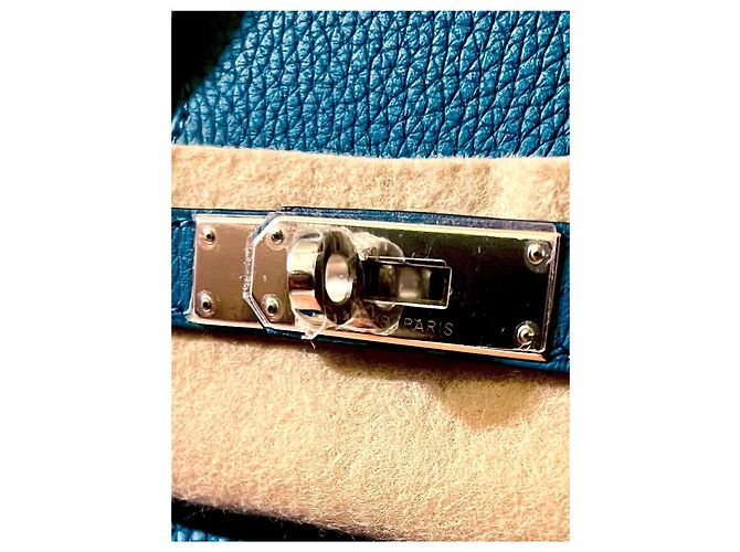 Hermès Birkin 35 Blu Izmir in pelle Taurillon Clemence - vista 5