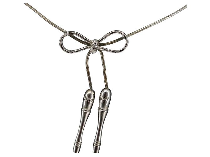 Collana Pendente CD Bow in Metallo con Cristallo Christian Dior - vista 2