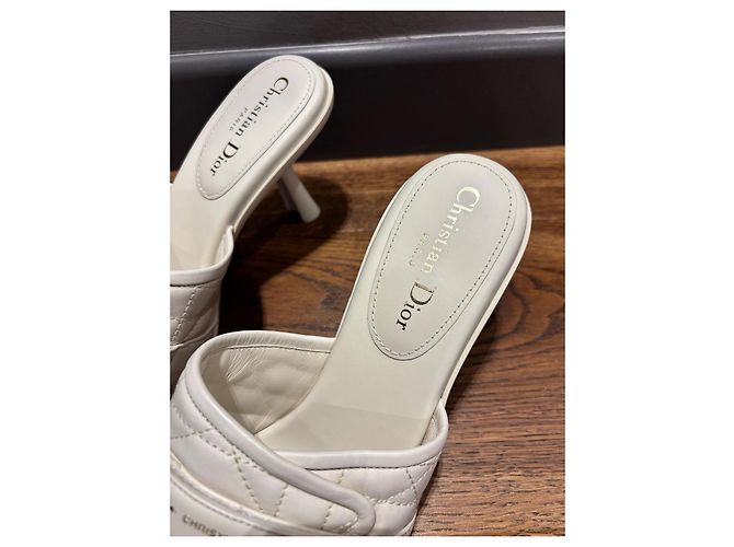 Dior Leder Mules Weiß Größe 40 - Ansicht 5