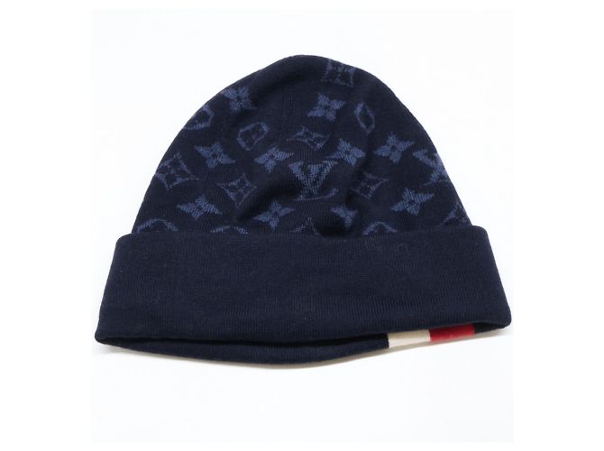 Louis Vuitton Navy Wool Knit Hat Navy blue - view 8