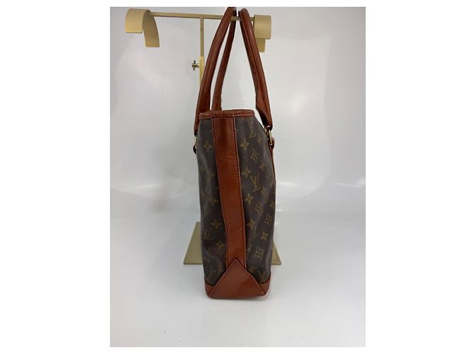 Borsa Tote Sac Weekend PM in pelle Monogram Louis Vuitton marrone 291 - vista 3
