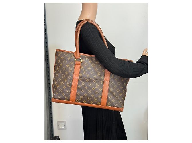 Borsa Tote Sac Weekend PM in pelle Monogram Louis Vuitton marrone 291 - vista 9