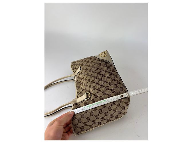Vintage Gucci Monogram Tote Bag beige und weiß - Ansicht 11