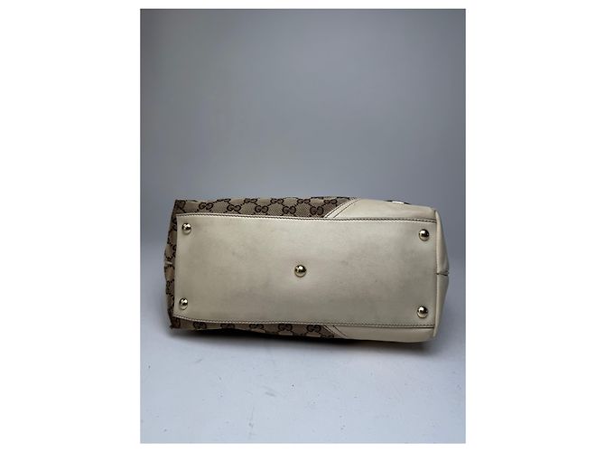 Vintage Gucci Monogram Tote Bag beige und weiß - Ansicht 12