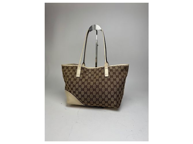 Vintage Gucci Monogram Tote Bag beige und weiß - Ansicht 14