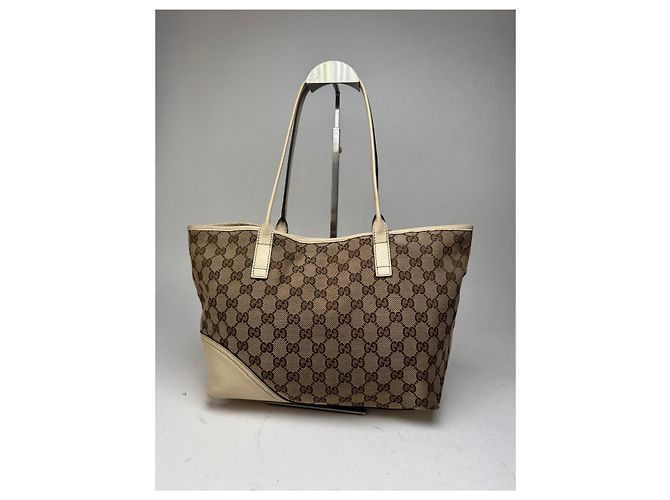 Vintage Gucci Monogram Tote Bag beige und weiß - Ansicht 2