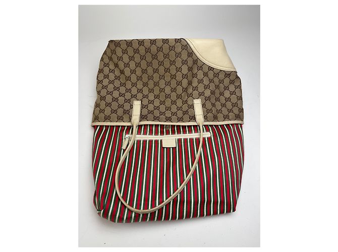 Vintage Gucci Monogram Tote Bag beige und weiß - Ansicht 3