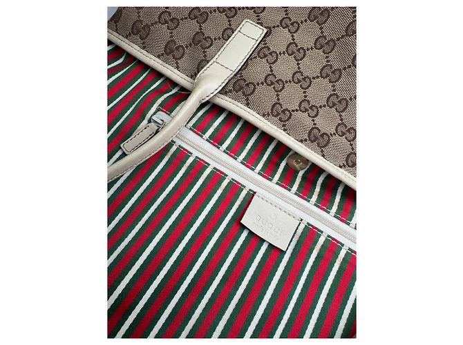 Vintage Gucci Monogram Tote Bag beige und weiß - Ansicht 4