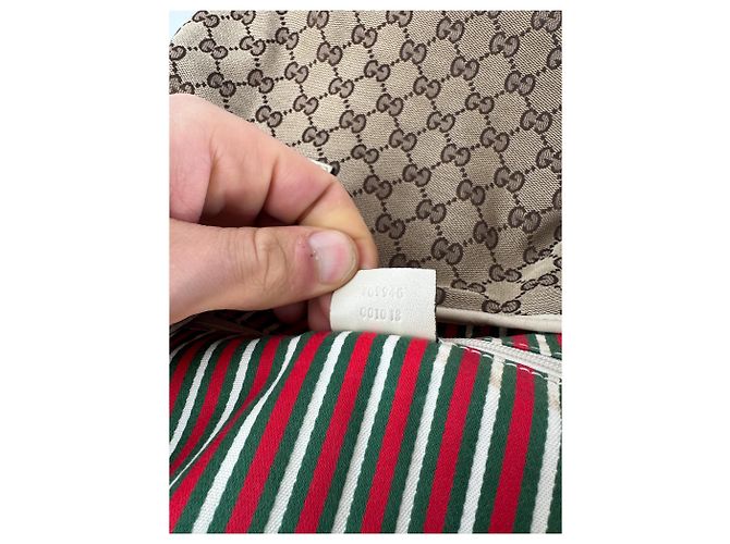 Vintage Gucci Monogram Tote Bag beige und weiß - Ansicht 5