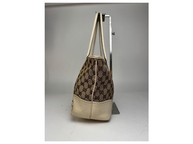 Vintage Gucci Monogram Tote Bag beige und weiß - Ansicht 6