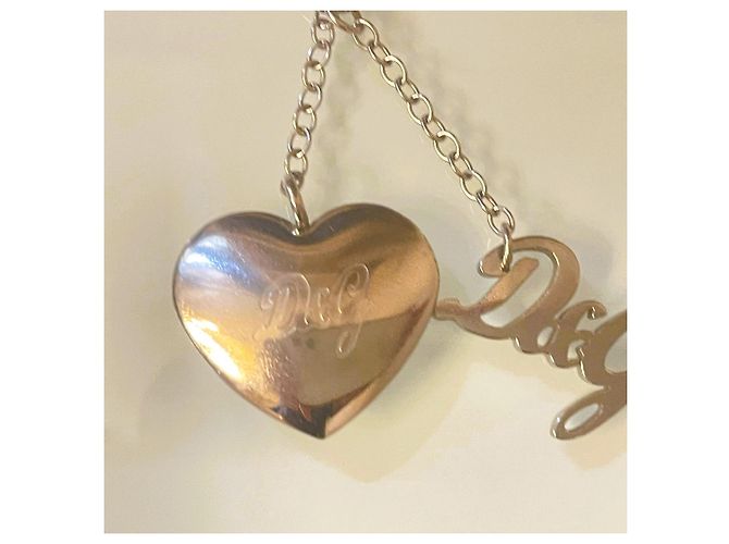 Iconici orecchini acciaio argento DOLCE & GABBANA  con cuore e chiave della felicità - vista 10