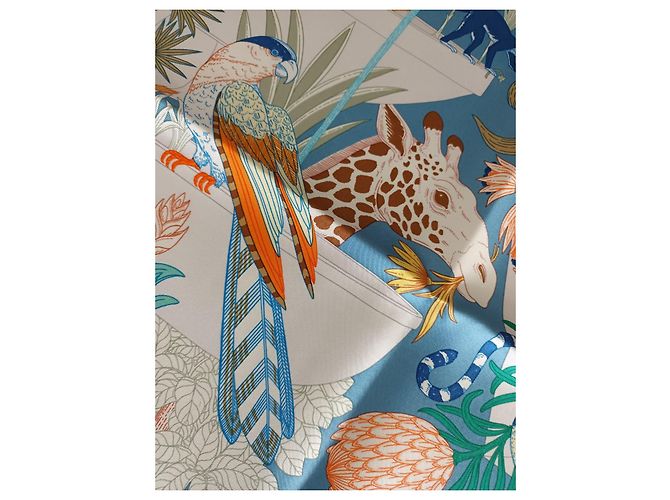 Edición muy limitada (100 ejemplares) bufanda Hermès 90 "Paraíso precioso" Azul Verde - vista 13