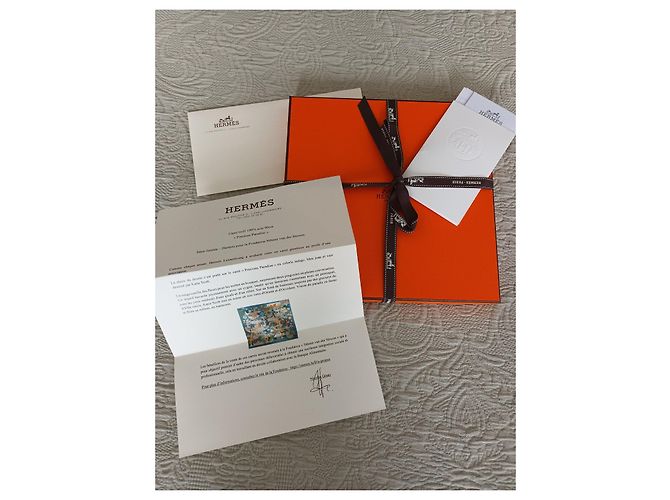 Edición muy limitada (100 ejemplares) bufanda Hermès 90 "Paraíso precioso" Azul Verde - vista 21