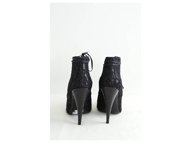 Saint Laurent Stivali in pelle nera con lacci Nero - vista 2