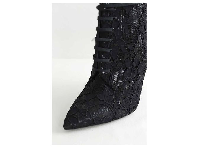 Saint Laurent Stivali in pelle nera con lacci Nero - vista 4