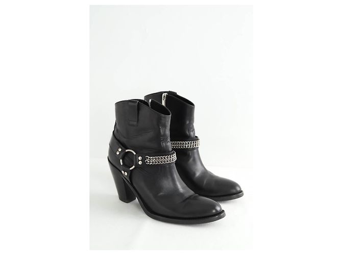 Saint Laurent Botas de cuero negro - vista 3