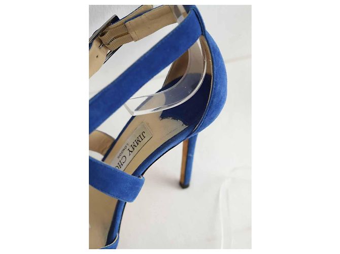 Jimmy Choo Tacchi in camoscio blu - vista 5
