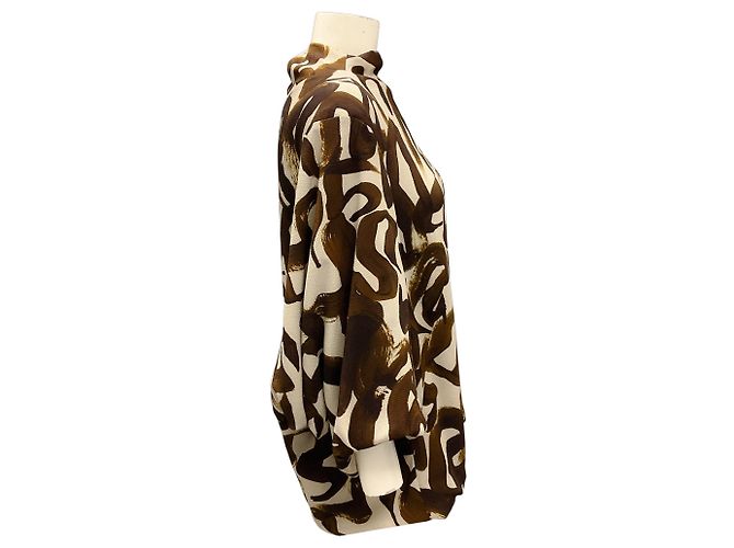 Blusa de crepé impresa marrón / beige de Dries Van Noten Castaño - vista 2