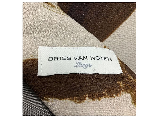 Blusa de crepé impresa marrón / beige de Dries Van Noten Castaño - vista 4