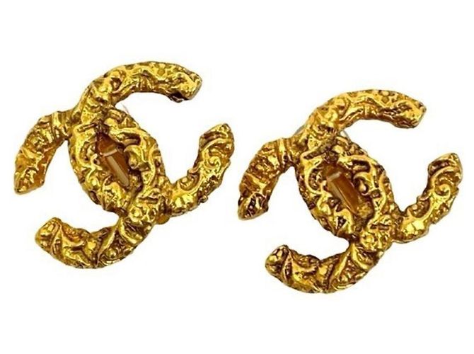 Orecchini vintage Chanel con motivo Coco Mark D'oro - vista 4