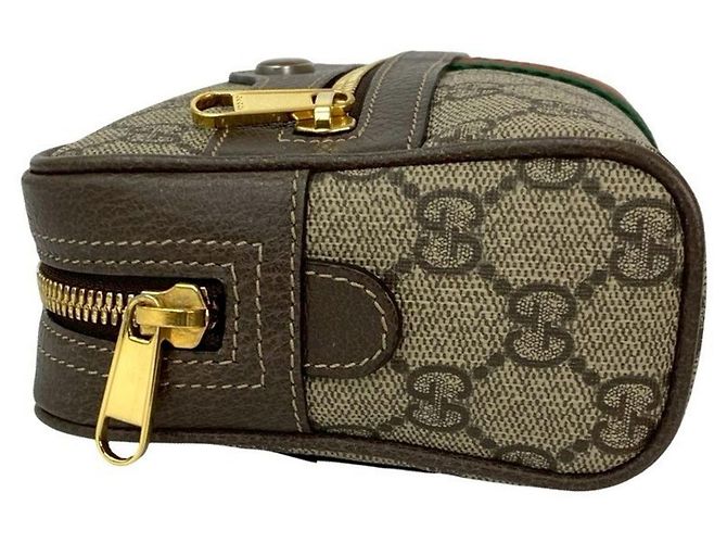 Borsa a Spalla in Pelle Ophidia GG Supreme di Gucci Marrone Rosso Verde - vista 5