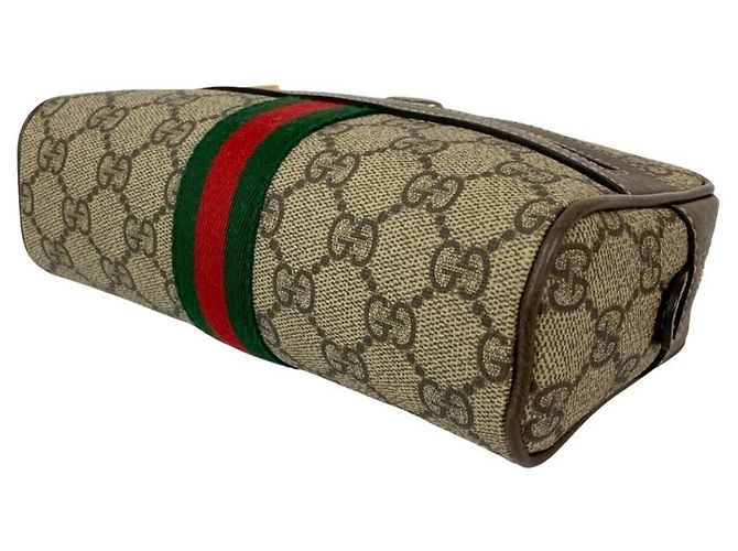 Borsa a Spalla in Pelle Ophidia GG Supreme di Gucci Marrone Rosso Verde - vista 8