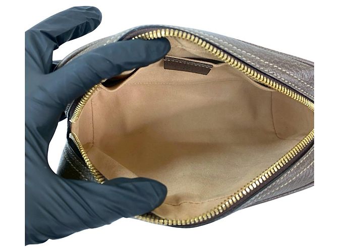 Borsa a Spalla in Pelle Ophidia GG Supreme di Gucci Marrone Rosso Verde - vista 9