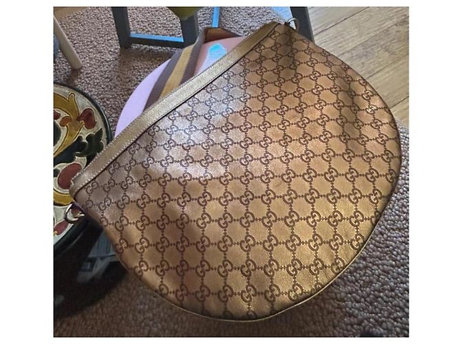 Borsa hobo Gucci in pelle bronzo - vista 4