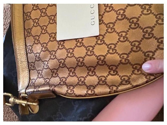 Borsa hobo Gucci in pelle bronzo - vista 5