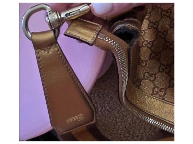 Borsa hobo Gucci in pelle bronzo - vista 8