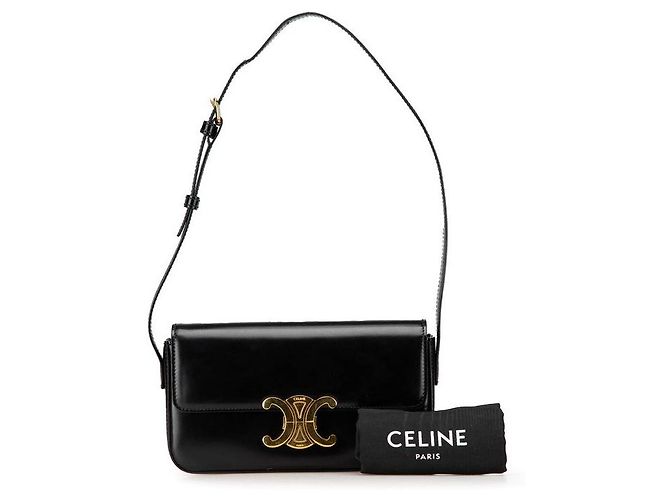 Céline Borsa 2 in 1 in pelle di vitello lucida Celine Triomphe Nero - vista 10