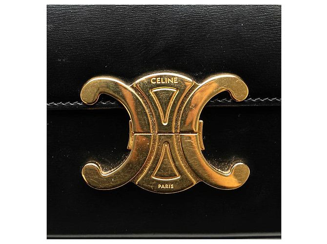 Céline Borsa 2 in 1 in pelle di vitello lucida Celine Triomphe Nero - vista 5
