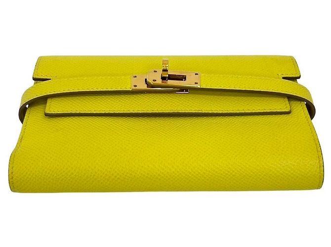 Portafoglio Kelly Hermès in pelle Epsom Giallo - vista 7