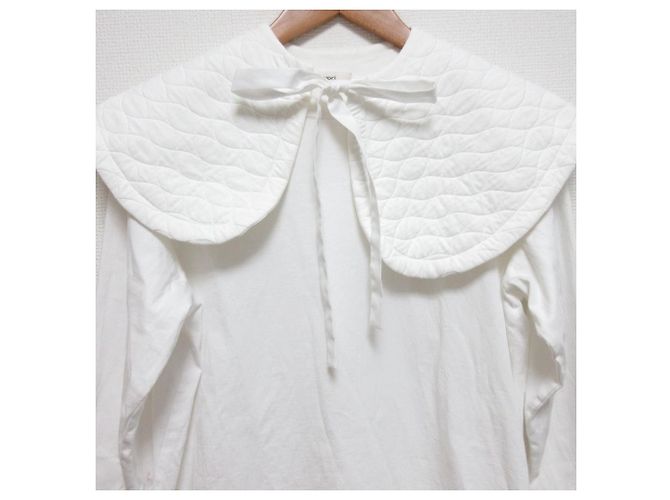Autre Marque yori 22SS Quilt Collar Long Tee 2way Pullover White - view 3
