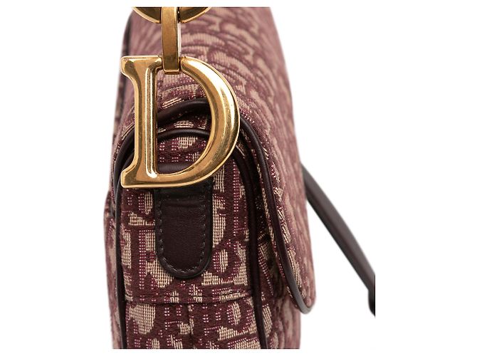 Borsa Saddle in tela obliqua rossa Dior Rosso - vista 9