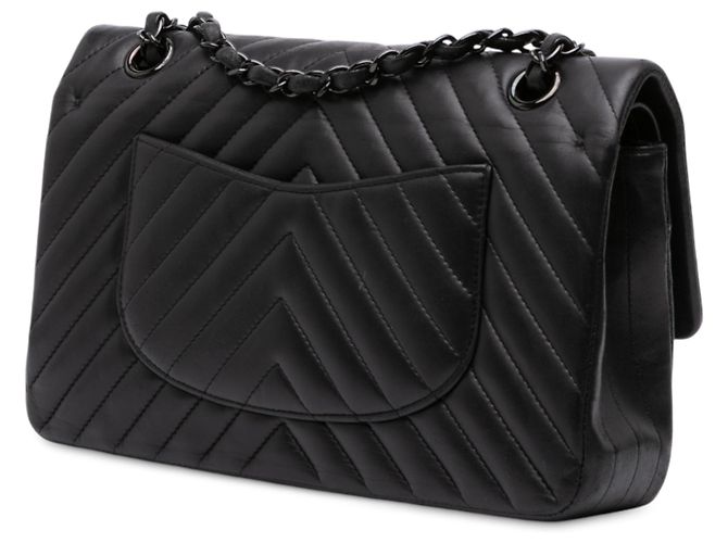Chanel Black Medium Classic Chevron Lambskin So Black Double Flap Schwarz - Ansicht 2