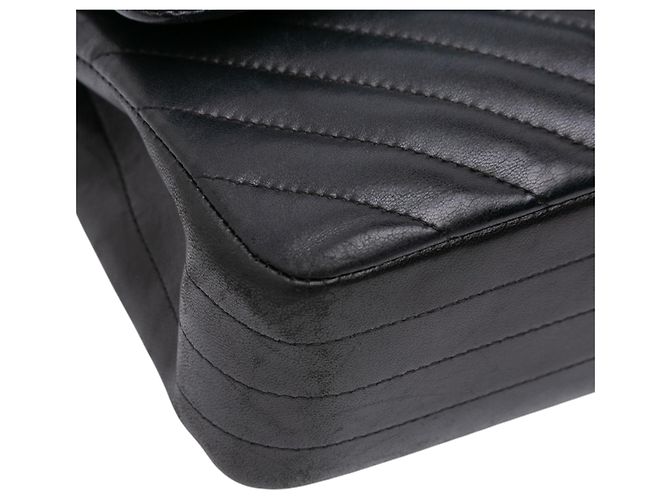 Chanel Black Medium Classic Chevron Lambskin So Black Double Flap Schwarz - Ansicht 8