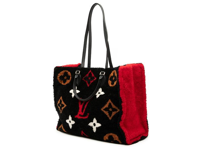 Louis Vuitton Borsa Onthego GM in shearling gigante monogramma nero - vista 2