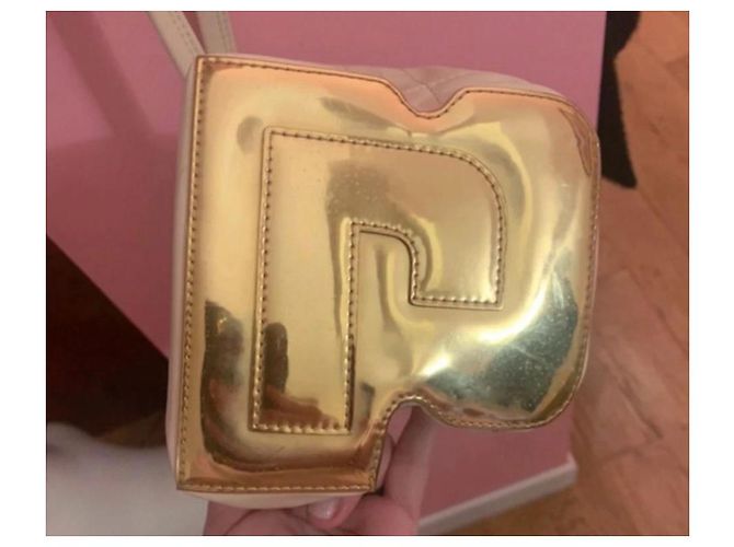 Mini borsa a secchiello Paco Rabanne in pelle beige - vista 2