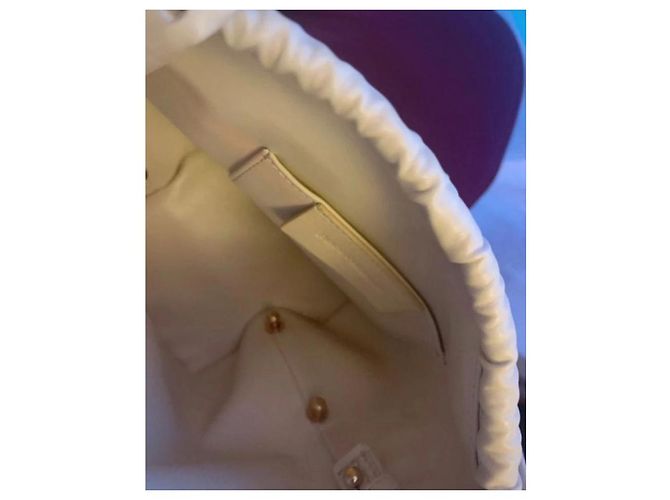 Mini borsa a secchiello Paco Rabanne in pelle beige - vista 3